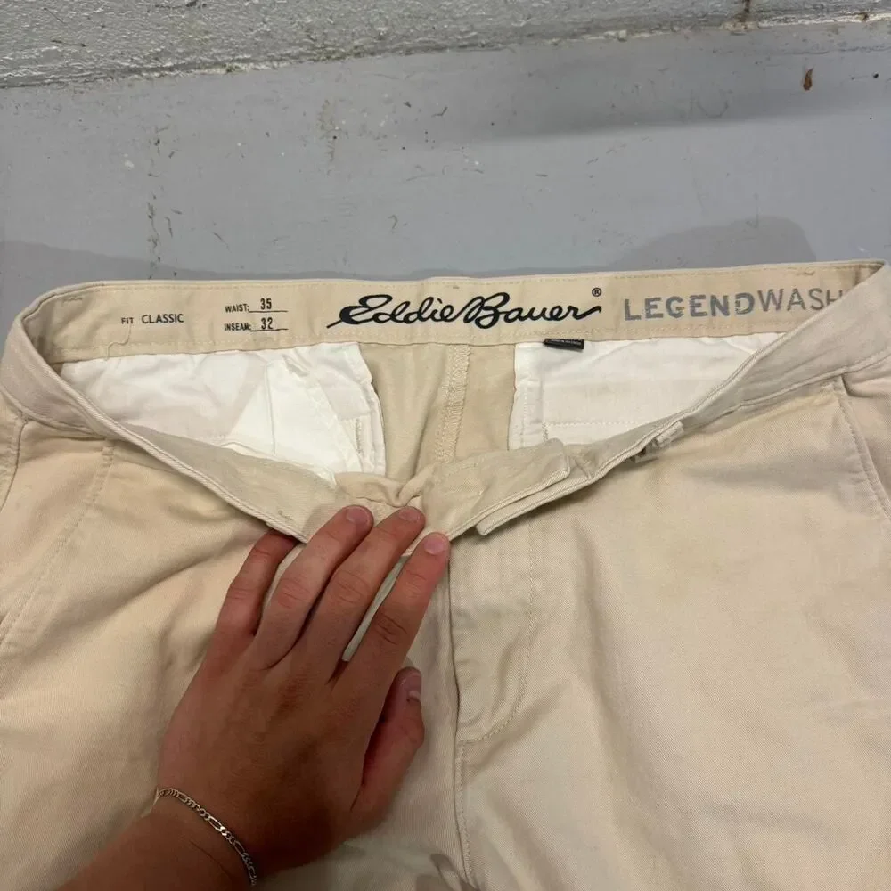 Eddie-bauer Men's Cream and Tan Trousers